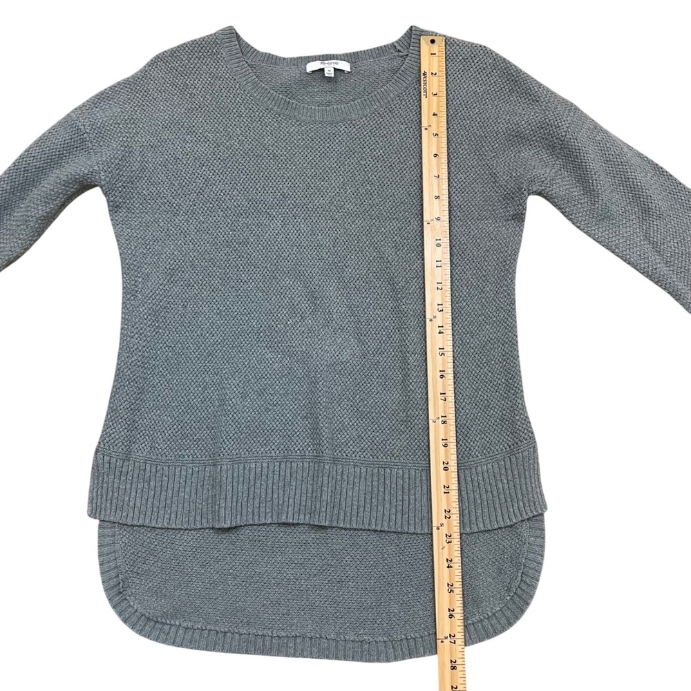 Madewell Women's Medium Waffle‎ Knit Sweater Light Gray Crew Neck Long Sleeve - Picture 5 of 7